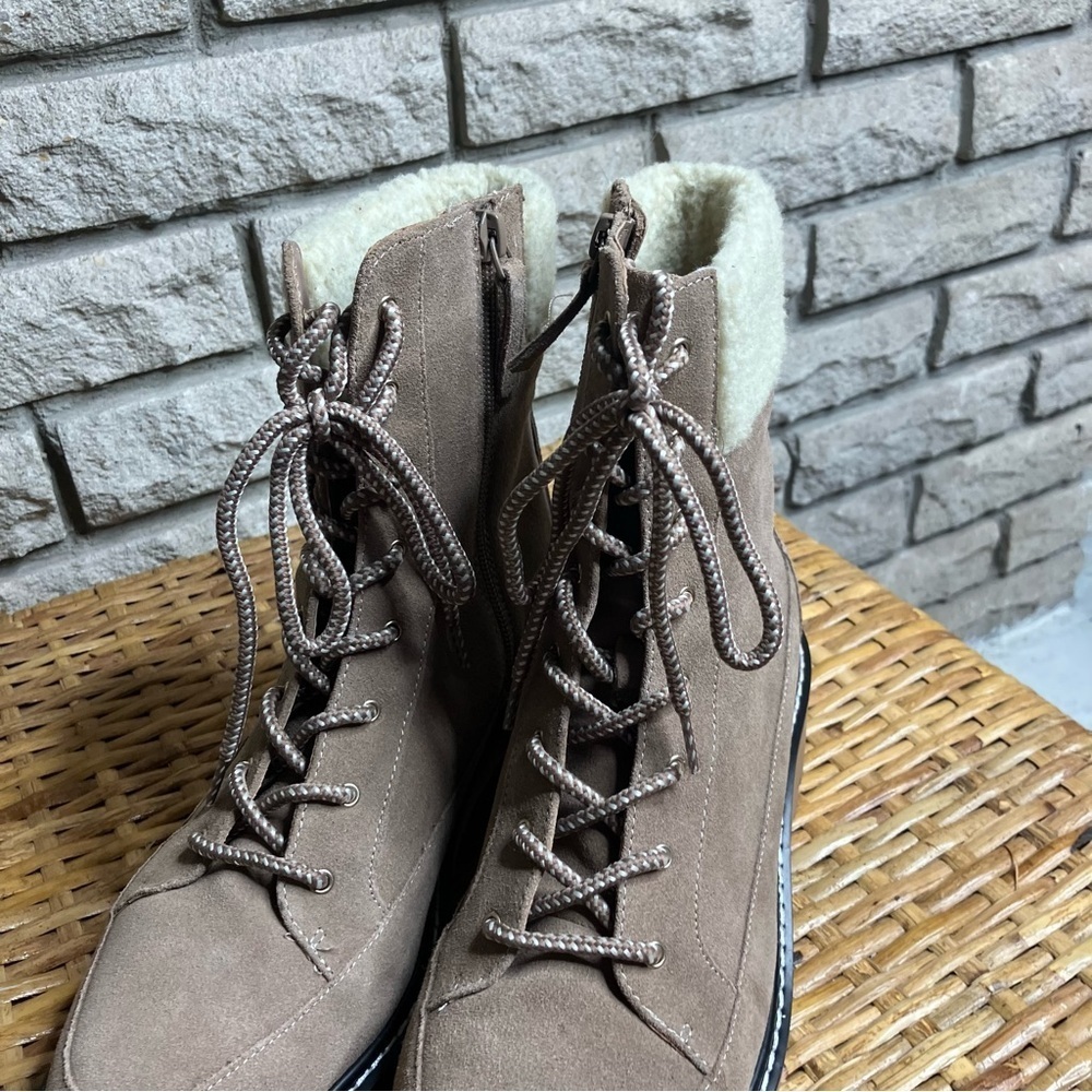 Violet & Red Alexa Suede Lace Up Bootie Brown - Picture 6 of 9